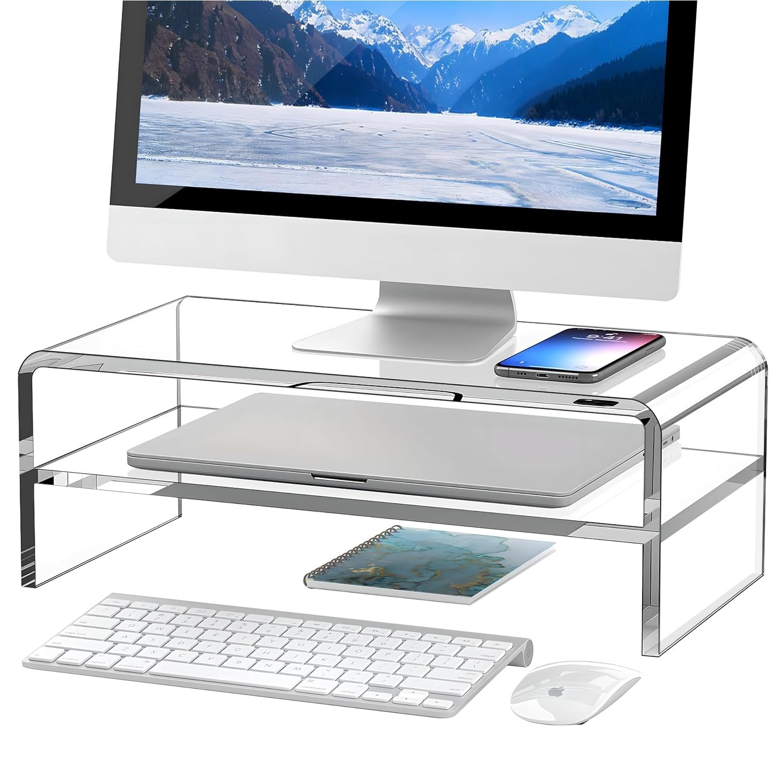 Photo 1 of Egchi Acrylic Monitor Stand Riser, 2 Tier, 5.12" High