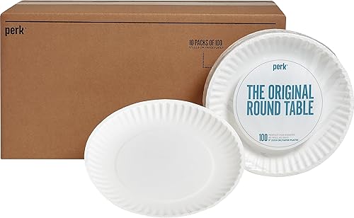 Staples Perk - Platos de papel, 9 pulgadas, desechables para comidas diarias, cocina, sala de descanso, eventos de empresa, suministros de fiesta,