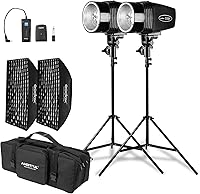 Godox 2x K-180A 180Ws Studio Strobe Light Kit with Softbox, RT-16 Trigger, Stands - 5600K Monolights for Portrait Photography