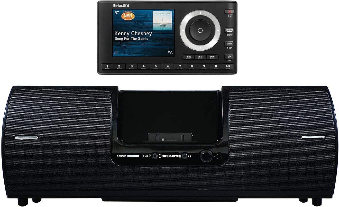 SXSD2 Portable Speaker Dock Audio System & SiriusXM SXPL1V1 Onyx Plus Satellite Radio with Vehicle Kit with Free 3 Months Satellite and Streaming Service (Bundle)