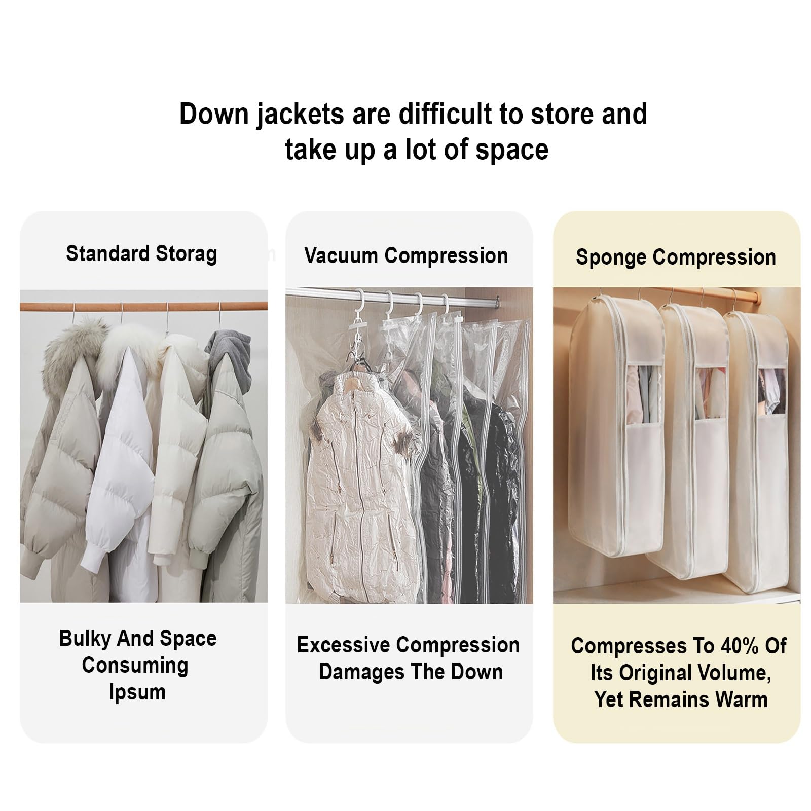 Fundas Abrigos para Colgar, Fundas Ropa con Cremallera que Ahorra Espacio, Bolsas Protectoras para Abrigos de Plumón y Trajes(White,58 * 40 * 130cm/23 * 16 * 51in)
