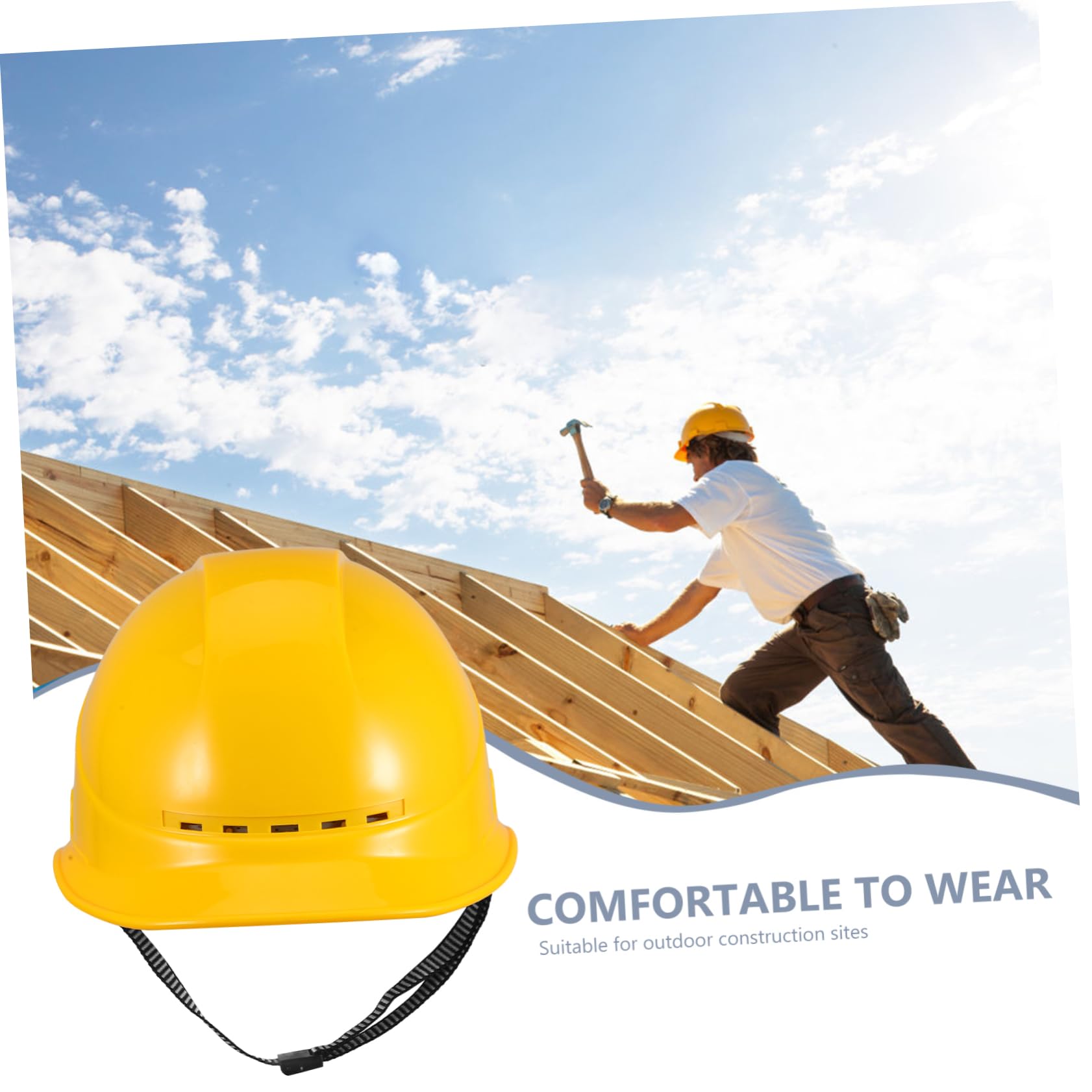 HOMSFOU Casco Visera Seguridad Tapa Sombrero Duro Obrero Respiradero Enfriamiento Equipado Protector Reflexivo Hombres Ventilado Trabajar Protección Accesorios De Construccion Abs Yellow