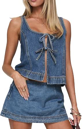 Miss Sparkling 2 piece set denim shorts and sleeveless top