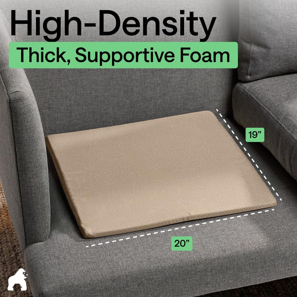 GORILLA GRIP Ergonomic High Density Couch Cushion Support Foam, Quick Rebound Sofa Lifters for Sagging Cushions, Stays in Place with Grip Dots, Replacement Stuffing, 20x19x1.75 Inches, 1 Pack, Beige