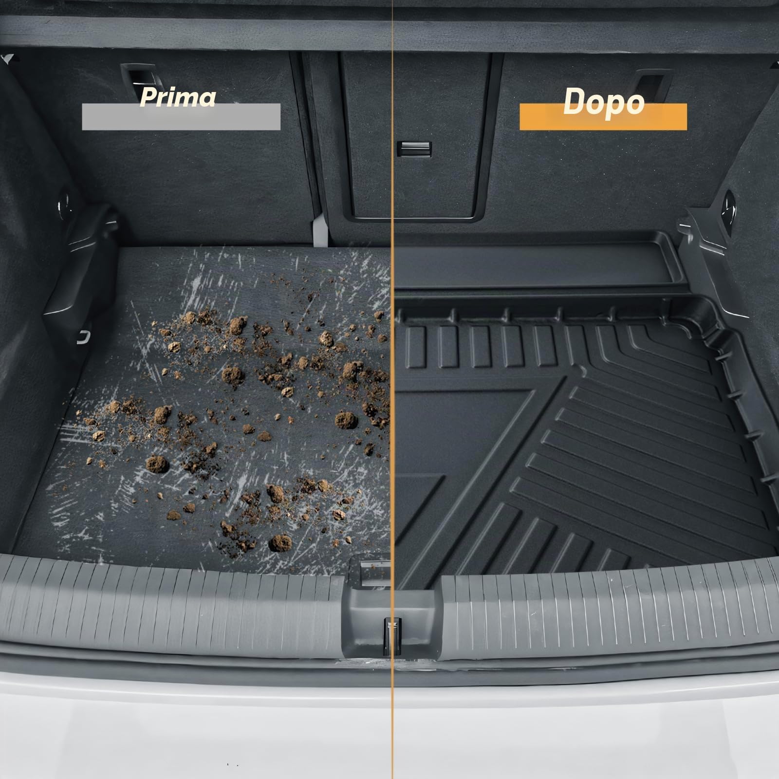 ECOZEN Vasca Baule per VW T ROC(inferiore) 2018-2025 3D Specifica In TPE Proteggi Bagagliaio auto VW T-roc Tappetino del bagagliaio, con bordino rialzato, resistente impermeabile per tutte le stagioni