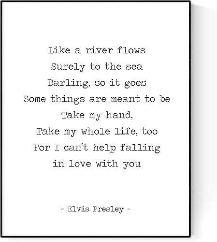 Miniatura 1 de Póster de letras de Can't Help Falling In Love With You  Elvis Presley  Impresión artística musical (16x20)