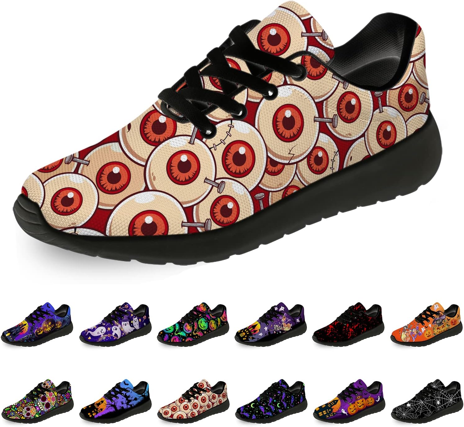 Halloween Shoes for Women Men Running Shoes Walking Tennis Sneakers Pumpkin Ghost Bat Shoes Gifts for Boy Girl