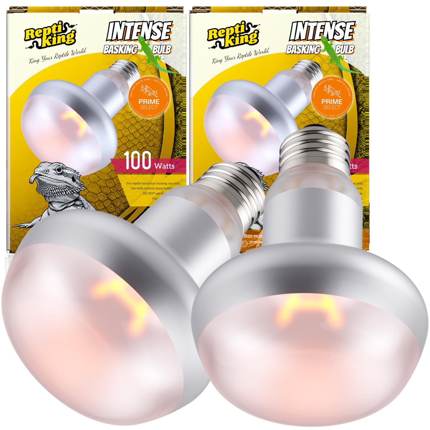 Basking Light for Reptiles, 2-Pack 100W Upgraded Intense Basking Spot, Reptile Heat Bulb Light, UVA Heat Lamp Bulbs for Bearded Dragon Turtle Chicken