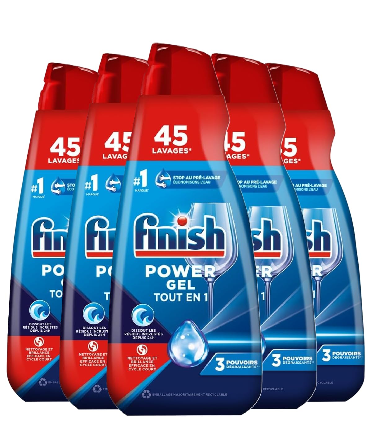 Finish Power Gel Tout en 1 - Lot de 5 x 0,9L