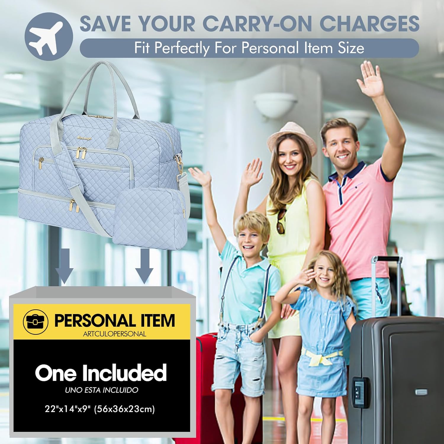 Travel Duffle Bag Weekender for Women - Carry-On Overnight Bag Personal Item Bag with Shoe Compartment & Wet Pocket Large Weekend Tote Bags with Toiletry Bag Hospital Bags for Labor and Delivery - Image 7