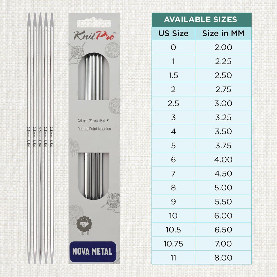KnitPro Nova Double Pointed Needles 8" (20cm), Silver, 3.50mm - Image 4