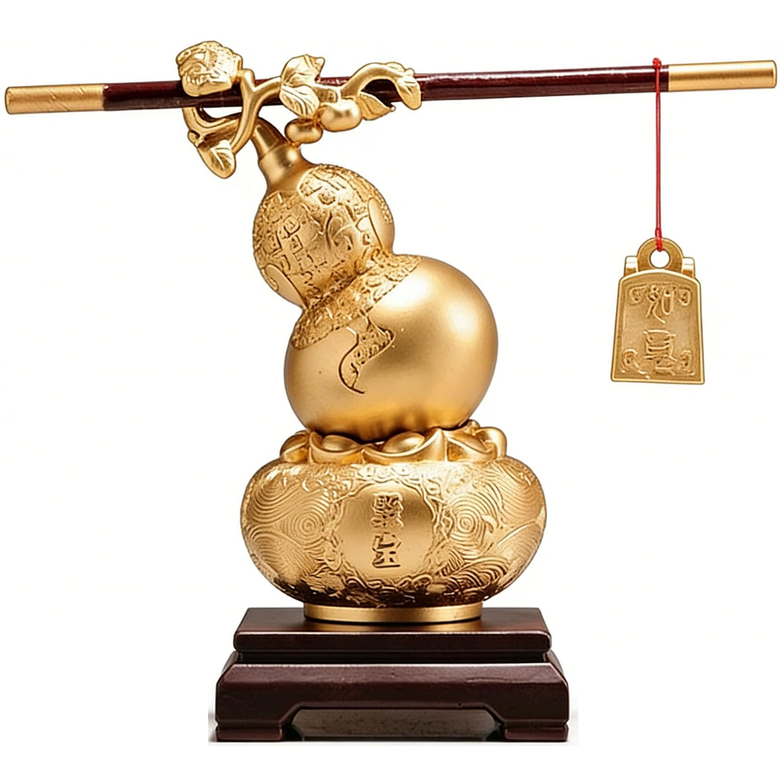 Feng Shui Wu Lou Hu Lu Tykwa Chińskie szczęście na szczęście Fortuna Zdrowie na bogactwo Sukces Tykwa Kolekcjonerski amulet Dekoracje dla przyjaciół Rodziny Miłośnicy Prezenty,Gold