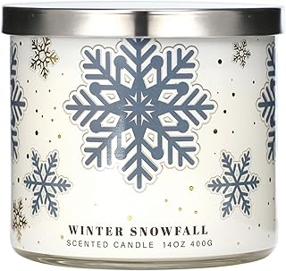 Winter Snowflakes Scented Candle, Christmas Candles, Snowfall Large 3 Wi...