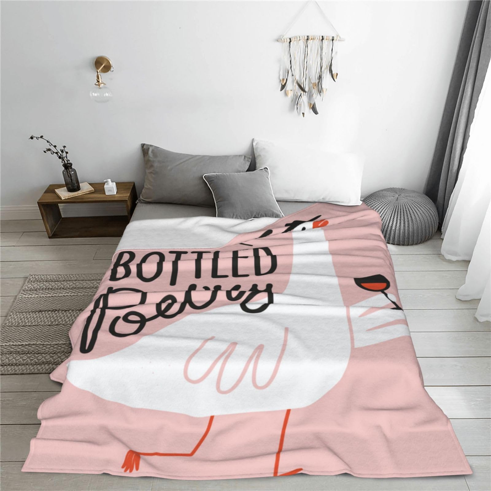 Fleece-Überwurfdecke mit Weinglas und Rotwein-Druck, wendbar, Plüsch, flauschig, groß, Flanell-Decken für Sofa, Couch, Bett, 203 x 152 cm