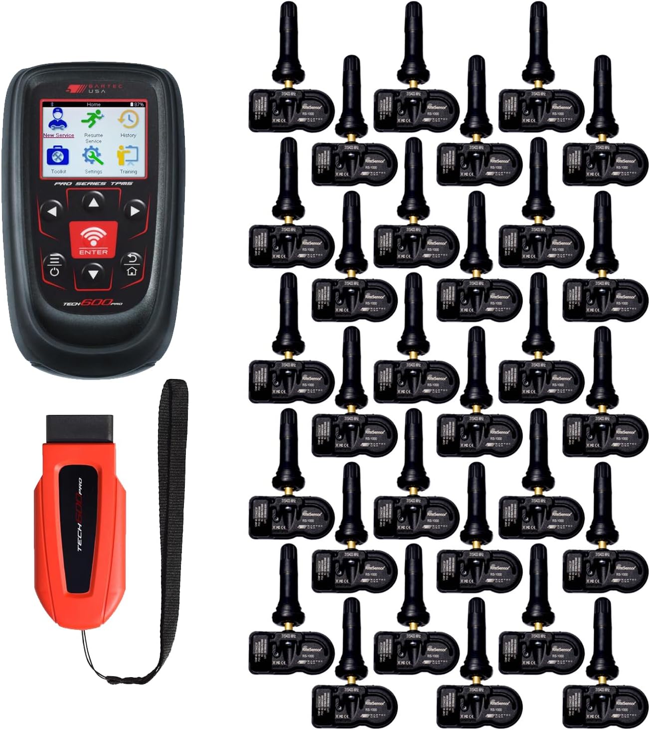 USA Tech600Pro TPMS TechTool w/30 RITE-SENSORS with Rubber Stems only, 2-Year Warranty and 5-Years Software