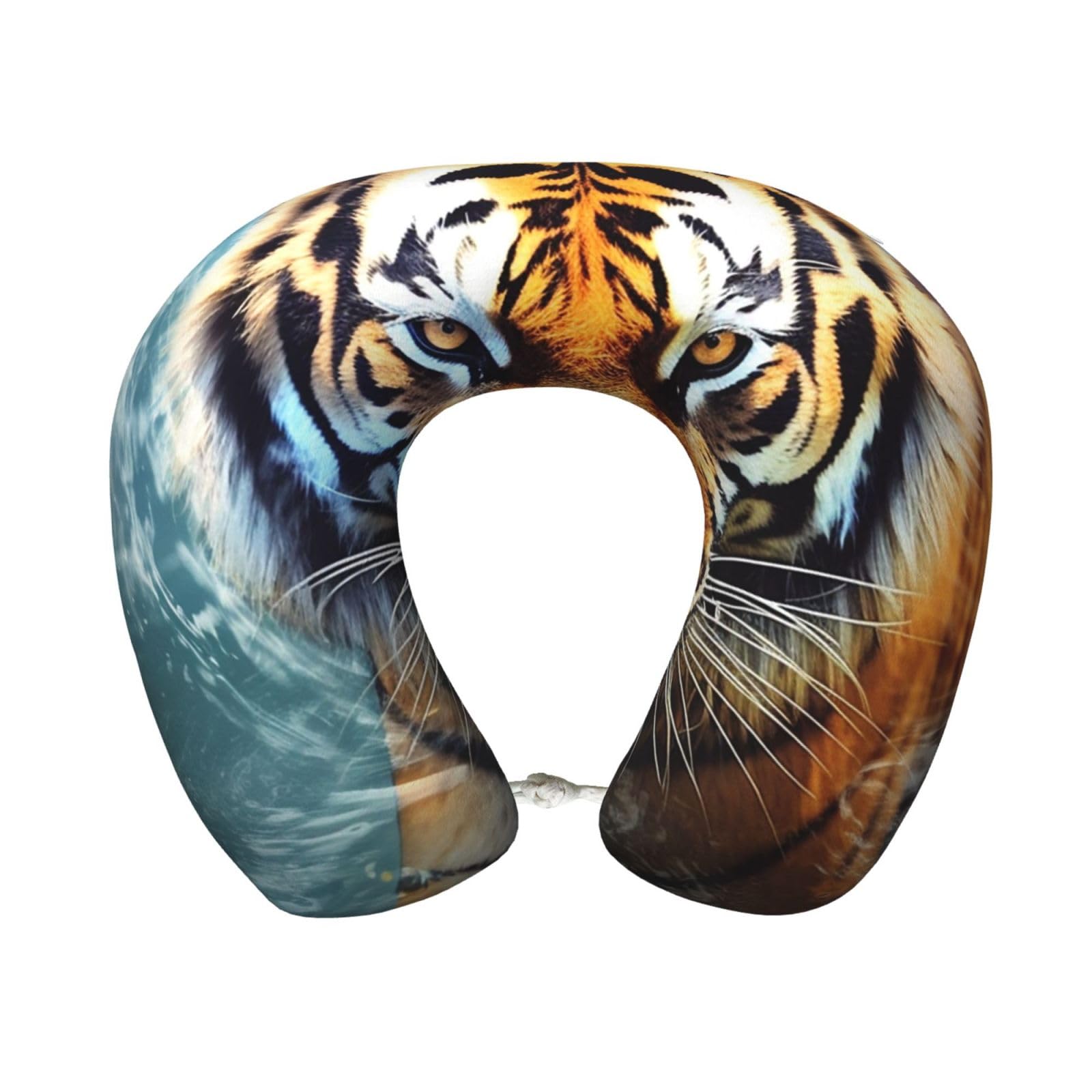 peiyeety Cool Tiger Travel Pillow Memory Foam - Comfortable U Shape Neck Pillows for Sleeping, Neck and Head Support Portable Airplane Pillow Adjustable Flight Pillow, Washable Cover
