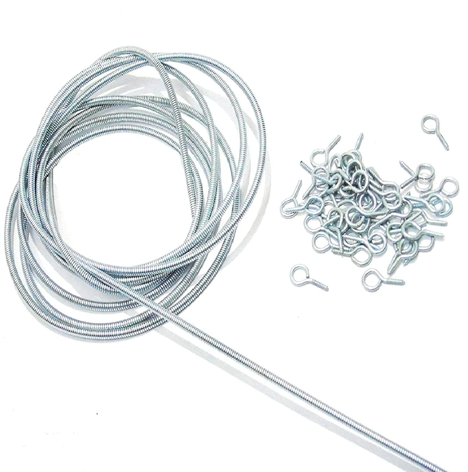 UNIQUELLA 10 Meter Length Silver Curtain Wire, Spring Wire Window Curtain Wire, Picture Hanging Wire with 16 Piece of Screw Eyes and Hooks for 8 Curtain Hanging. (B0B5NFNKH5) Amazon Price History, Amazon Price Tracker