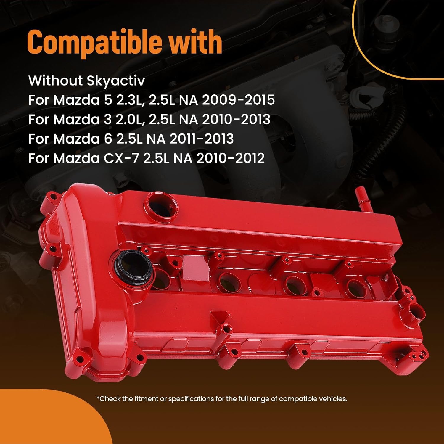 maXpeedingrods Upgrade Aluminum Engine Valve Cover for Mazda 5 3 6 CX-7 2.0L 2.3L 2.5L 2009-2015 Replace L3Y110210A