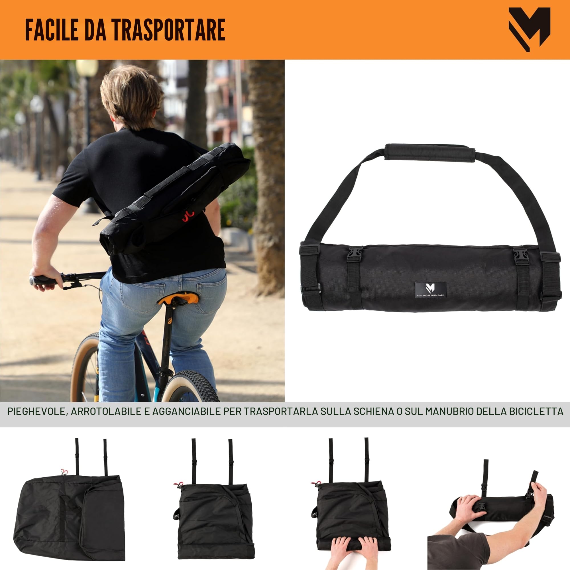 Lamaki Sacca Trasporto Bici - XXL Universale per Bici da Corsa, Gravel 700C/28 pollici e MTB 26-29 pollici - Senza Rimuovere la Ruota Posteriore - Borsa Bici Resistente Nylon 1680D, Pieghevole