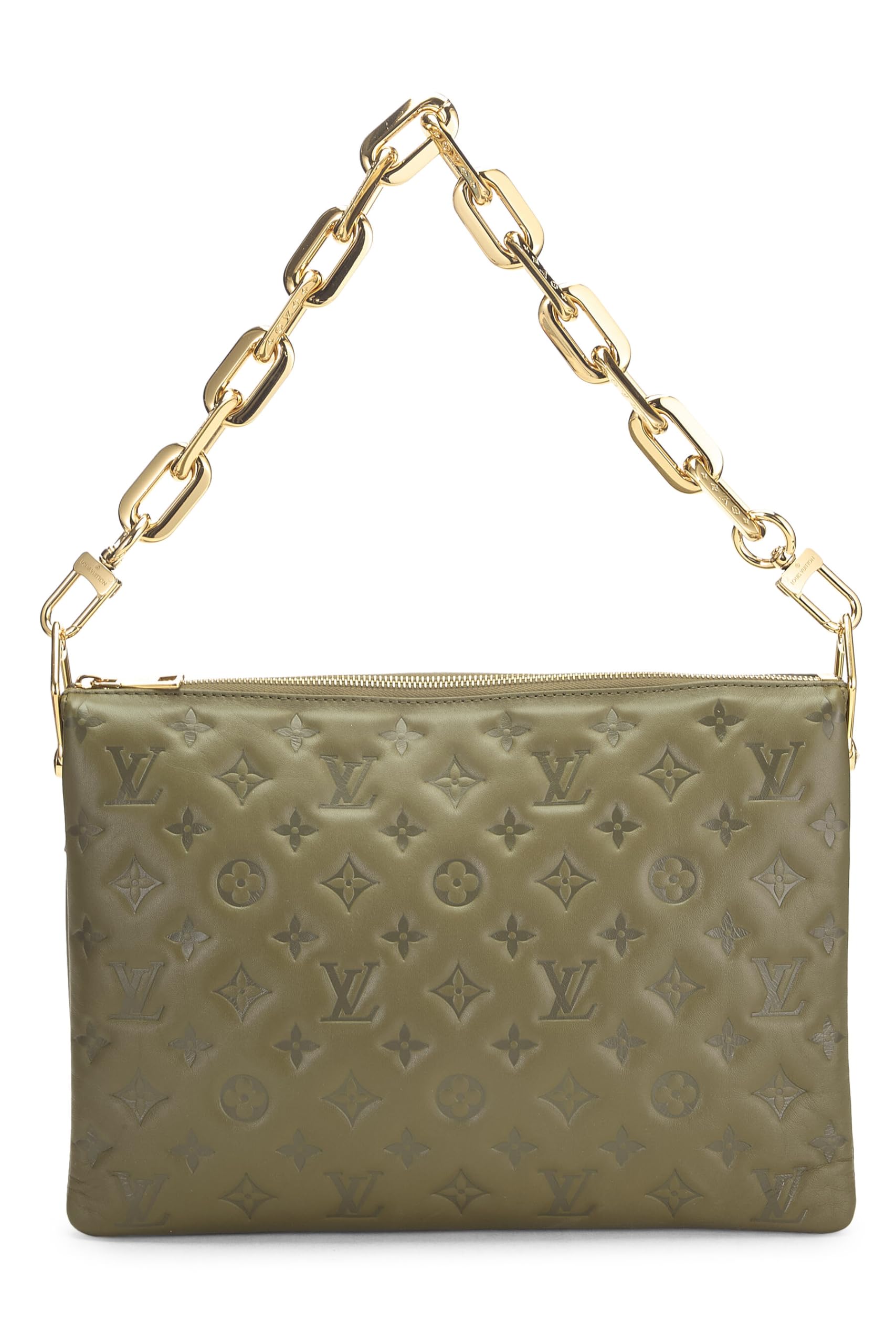 Louis Vuitton, Pre-Loved Green Monogram Leather Coussin MM, Green