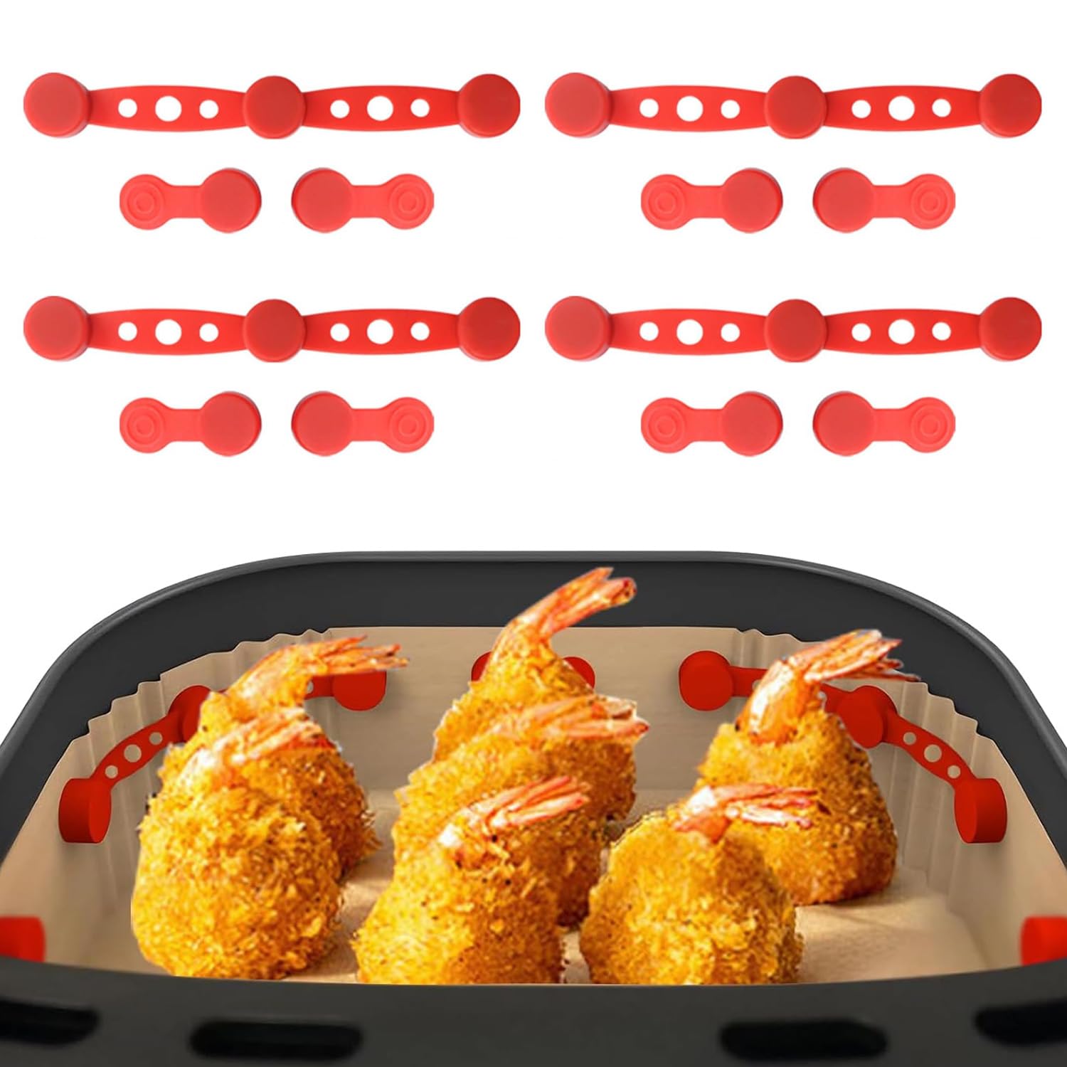 12Pcs Hebilla de Silicona Magnética Imanes Para Freidoras de Aire Resistente a Altas Temperaturas y Reutilizable Hebillas Magnéticas Accesorios para Airfryer para Sujetar Papel de Pergamino (gris) — view 8