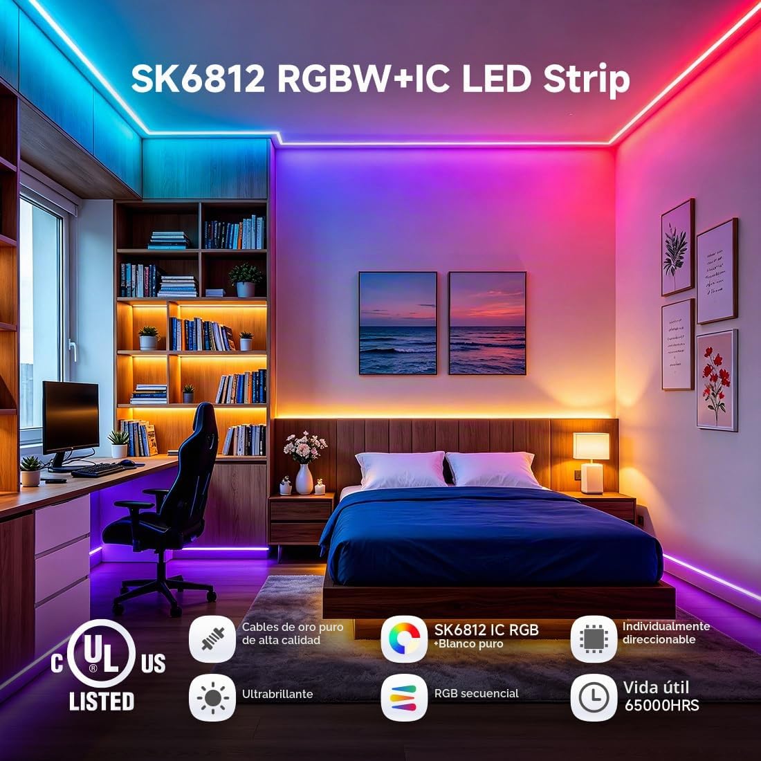 BTF-LIGHTING RGBW RGBWW Warm White SK6812 (WS2812B similar) 16.4ft 5m 60leds / pixels/m Direccionable Individualmente 4 colores en 1 LED Color Dream Strip LED No Impermeable IP30 DC5V Black PCB