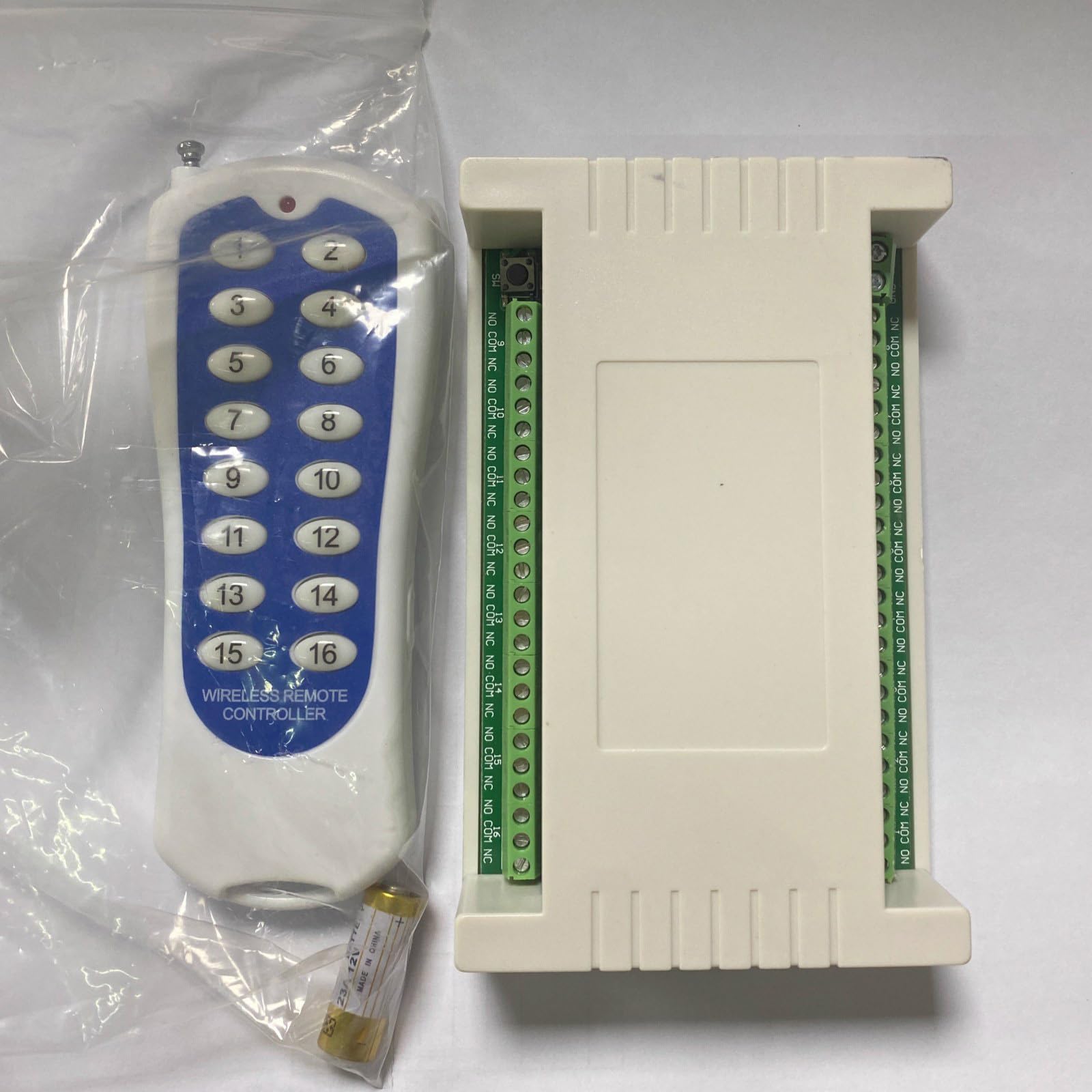 Interruptor de control remoto inalámbrico de 16 canales, módulo receptor de relé RF, transmisor + receptor DC12V