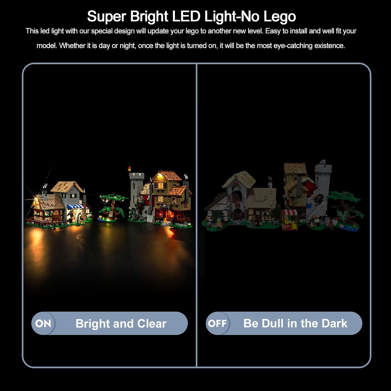 BrickBling LED Light Kit Compatible with Lego 10332 Medieval Town Square, Remote Control Version Lighting -No Model Included