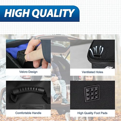 Vista 2 de WOLT Organizador de maletero de golf, bolsa de viaje de golf plegable y plegable, casillero de golf impermeable con compartimento separado, Negro