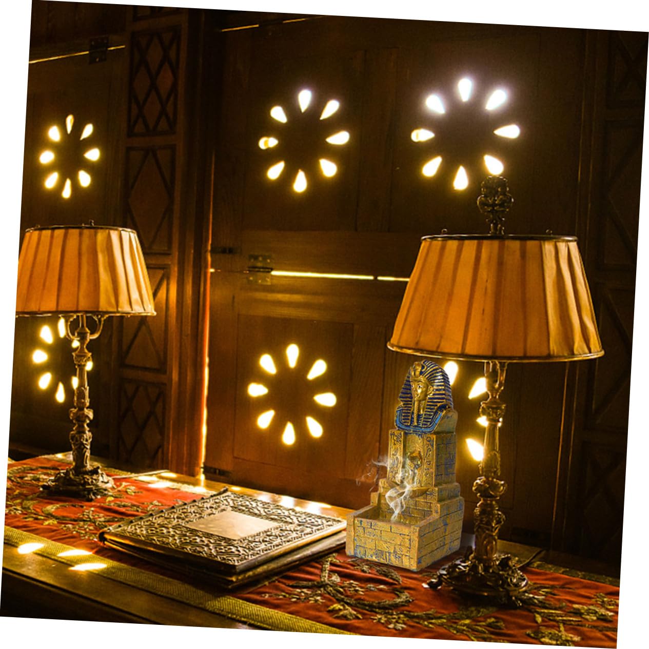 Quemador de Incienso para Purificar el Aire de Resina Dorada Cascada Estilo Antiguo Egipto y Decorar Estudio o Cocina