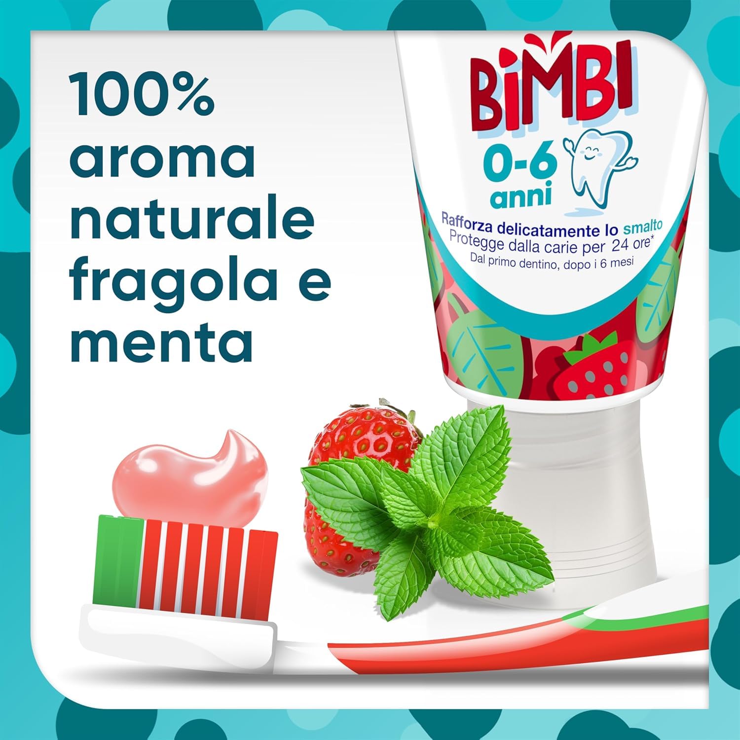 Sensodyne Prosmalto Bimbi, Dentifricio quotidiano per Bambini 0-6 anni, rafforza delicatamente lo smalto e protegge dalla carie per 24 ore, Aroma Naturale Fragola e Menta, 50 ml