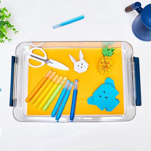 Miniatura 8 de Juego de 2 cajas de almacenamiento de 5.5 cuartos de galón, 9 x 13, de plástico, portátiles, con cierre de presión, transparentes, apilables, con