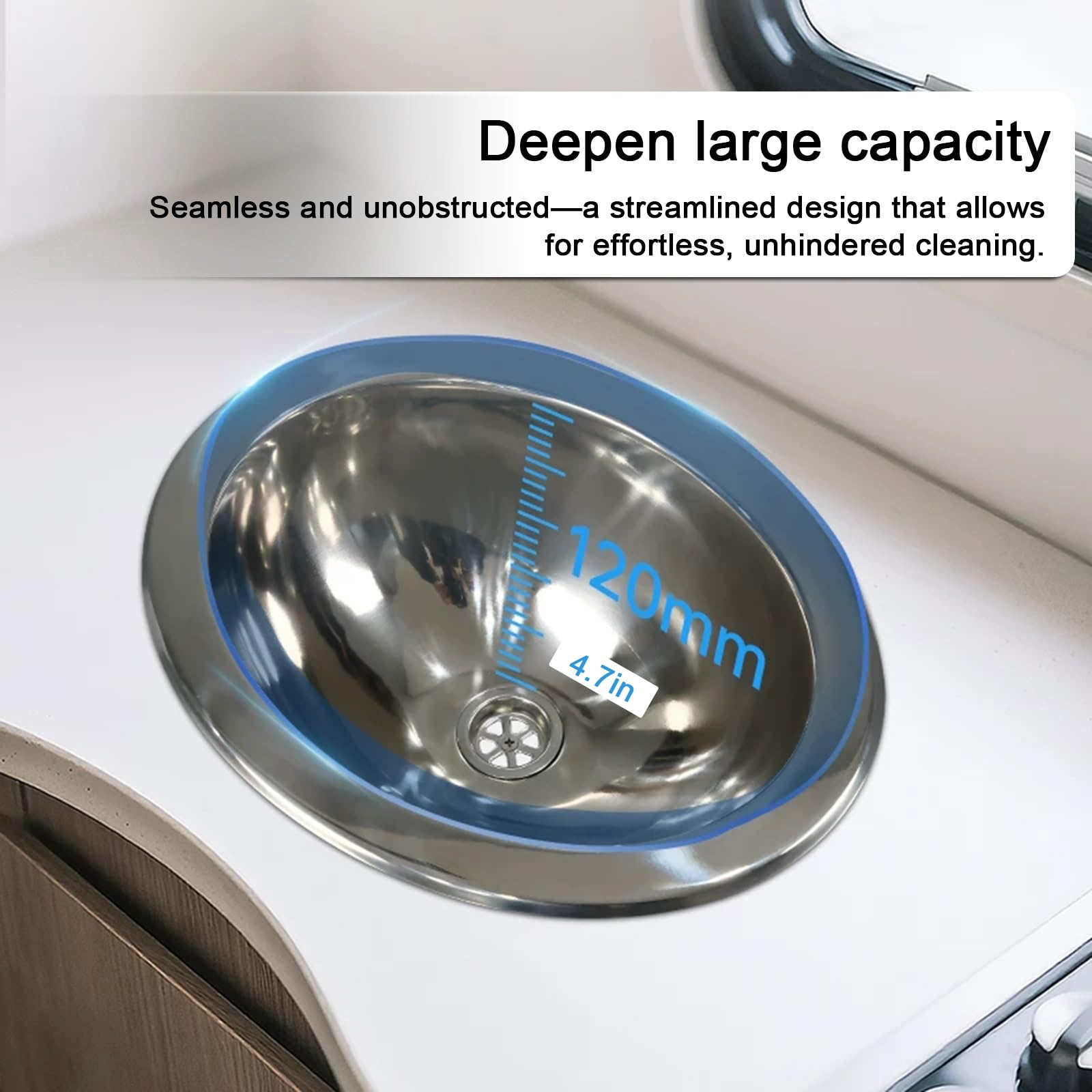 Lavello da cucina per camper, ovale, in acciaio inox, per camion, bar, camper, barca, camper (29 x 22 x 12 cm), durevole e versatile