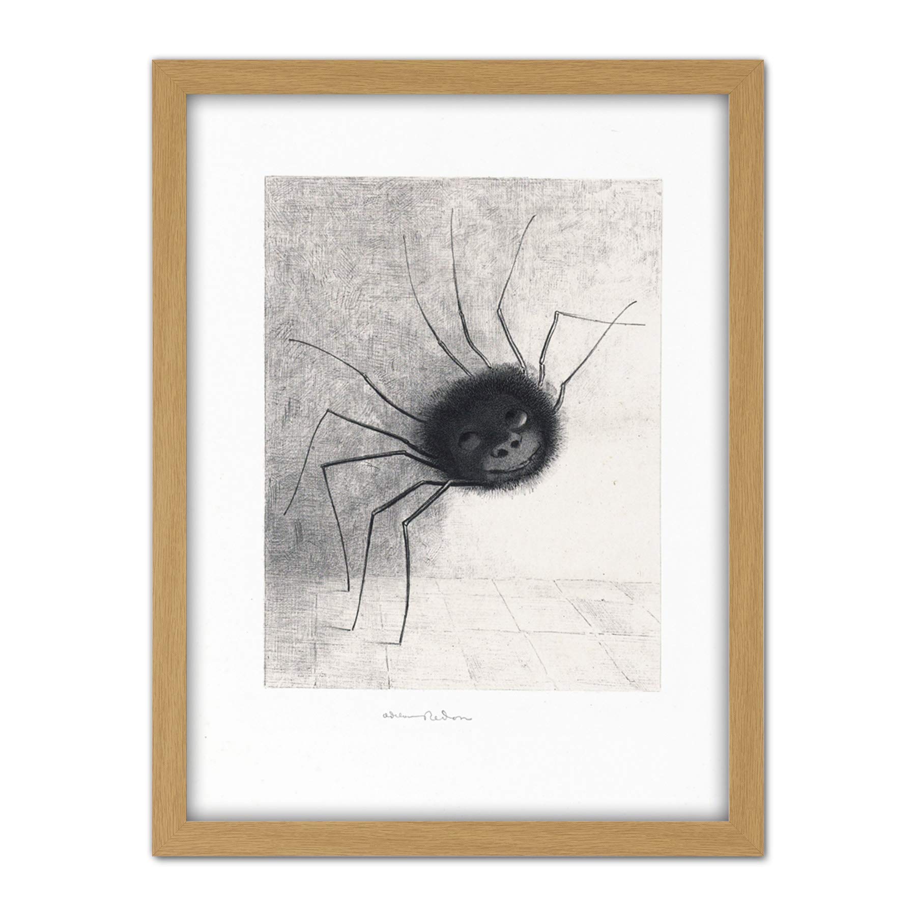 Artery8 Odilon Redon The Spider Face Features Drawing Artwork Framed Wall Art Print 18X24 Inch