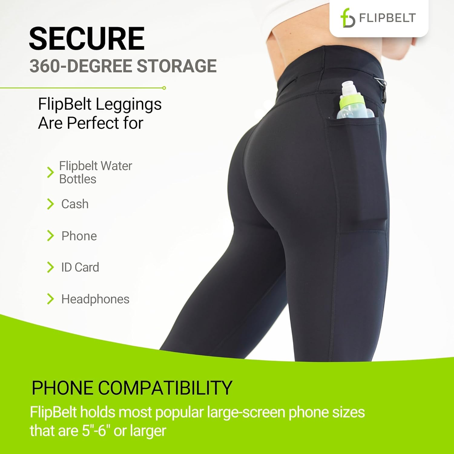 FlipBelt Women's Mid-Weight Leggings Workout with Pockets