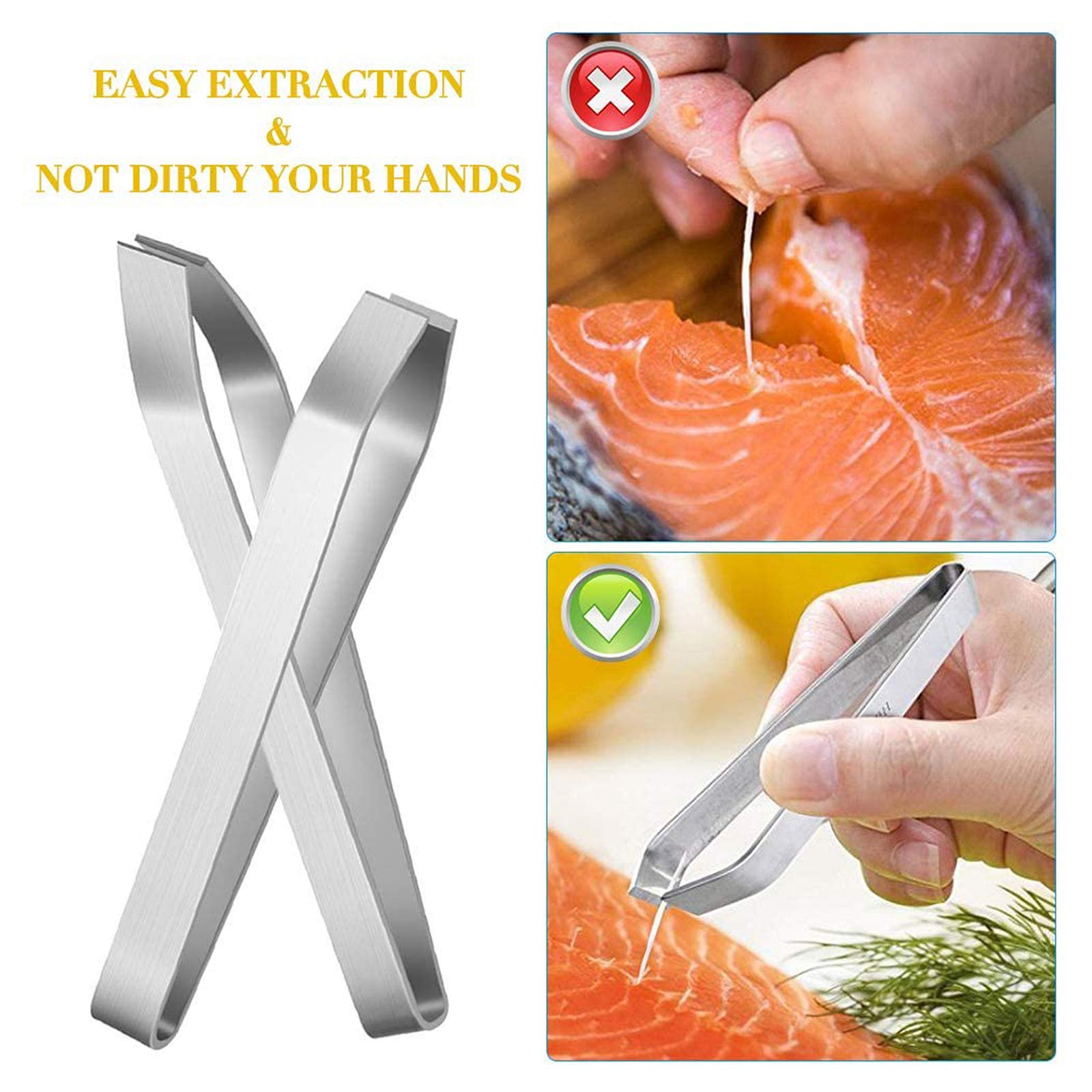 Lot De 5 Pinces En Inox - 2 Pinces à Arêtes De Poisson + 3 Pincettes Cuisine - Pour Chefs Et DIY