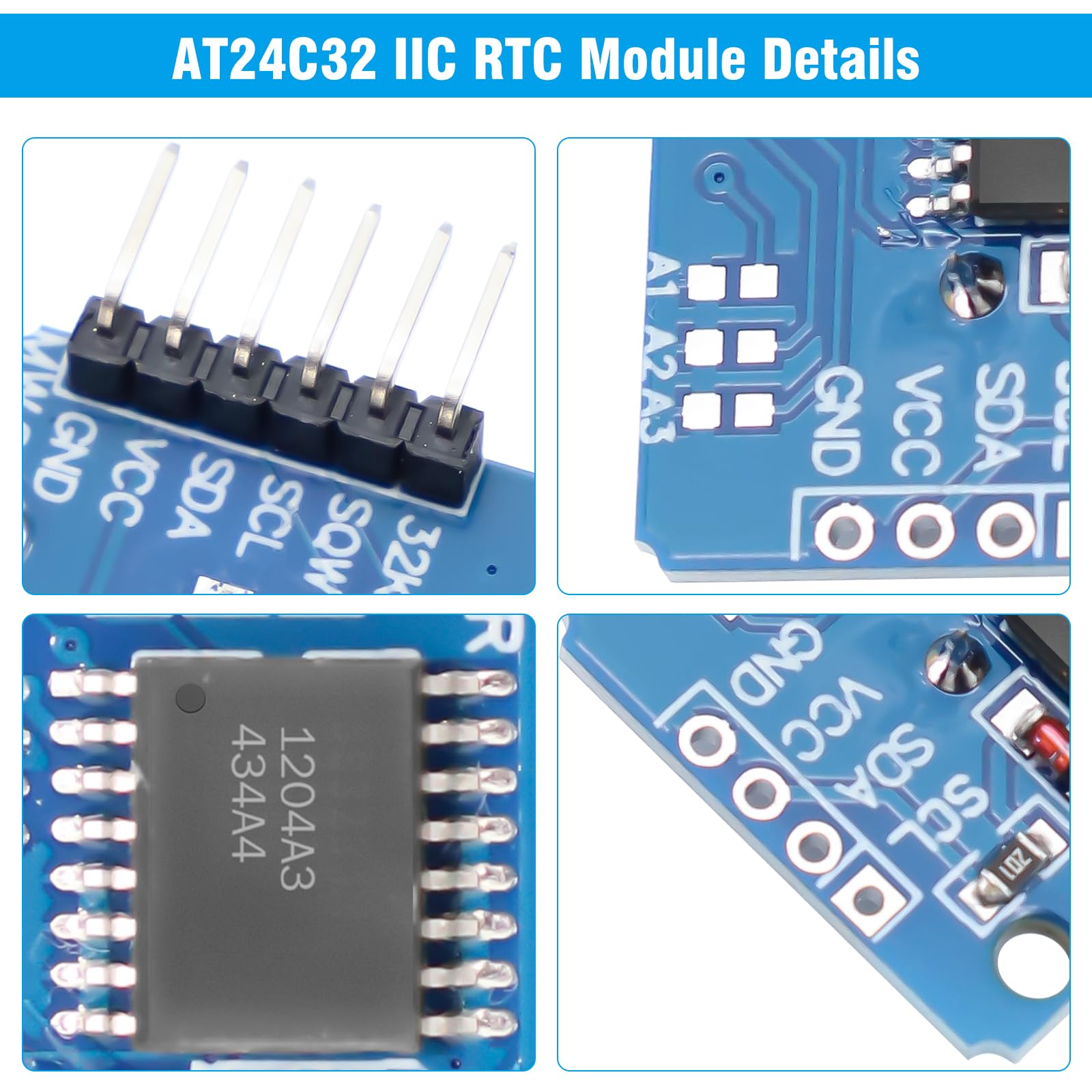 Modulo orologio ad alta precisione AT24C32 RUIZHI 2 Pezzi Real Time Clock RTC AT24C32 IIC Module Precision Clock Module con Batteria compatibile con Arduino