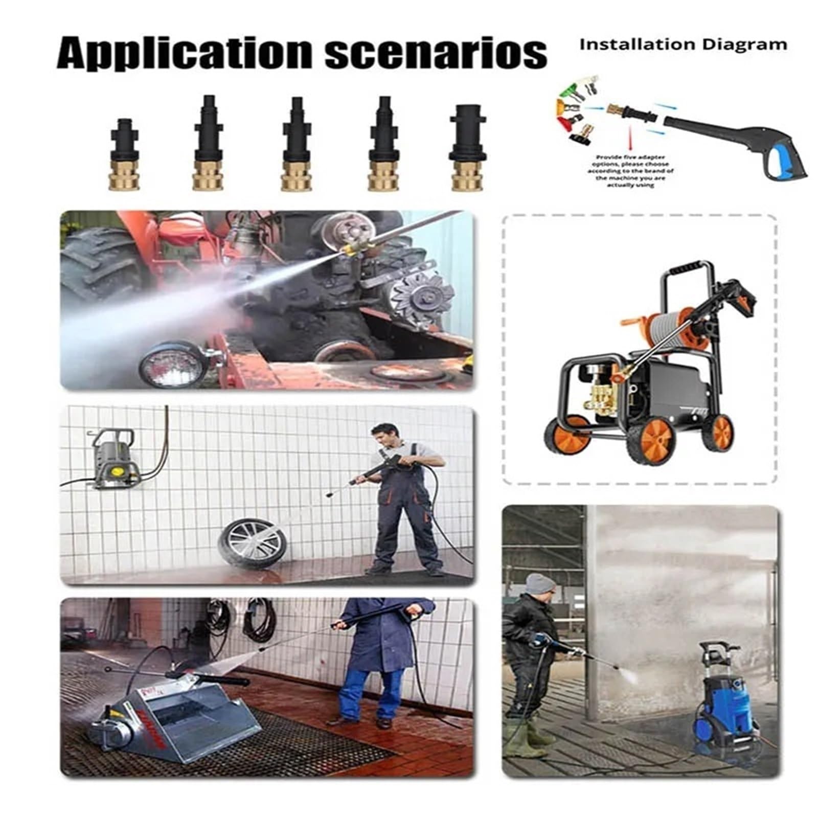 Adattatore Pulitore Hochdruch Per Karcher E Parkside - 2 Pezzi, 124x24.5mm, Nero - Foto 9