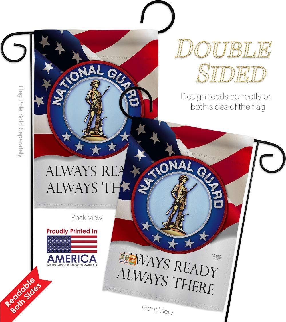 National Guard Garden Flag Set with Stand Armed Forces ANG United State American Military Veteran Retire Official Small Decorative Gift Yard House Banner Double-Sided Made In USA 13 X 18.5