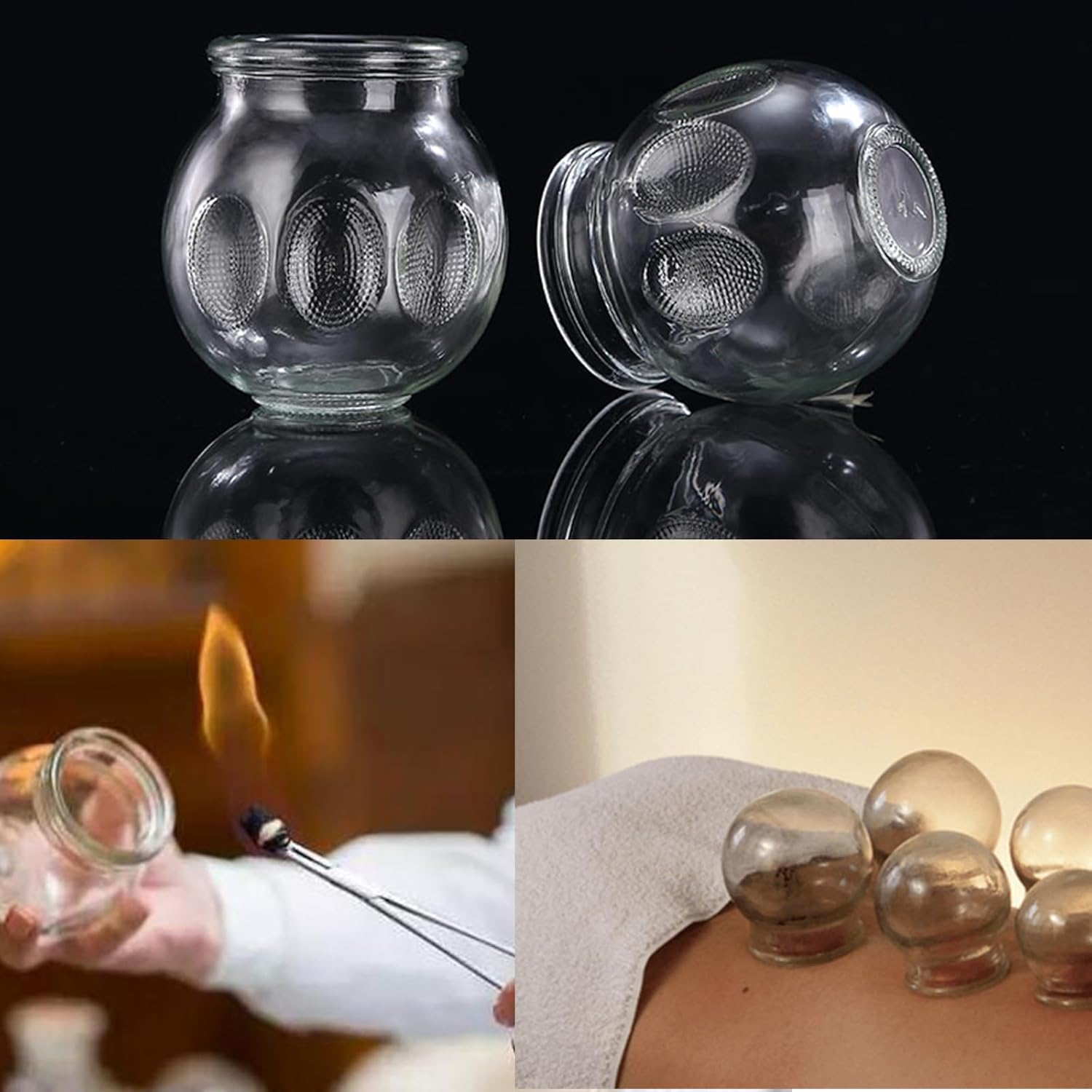 16PCS Glass Cupping Therapy Set Professional Chinese Traditional Acupoint Massage Cups for Cupping Therapy Treatment Thick Glass Cupping Set for Body