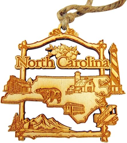 Westmon Works Adorno de Carolina del Norte hecho a mano para árbol de Navidad, decoración del estado del talón de alquit