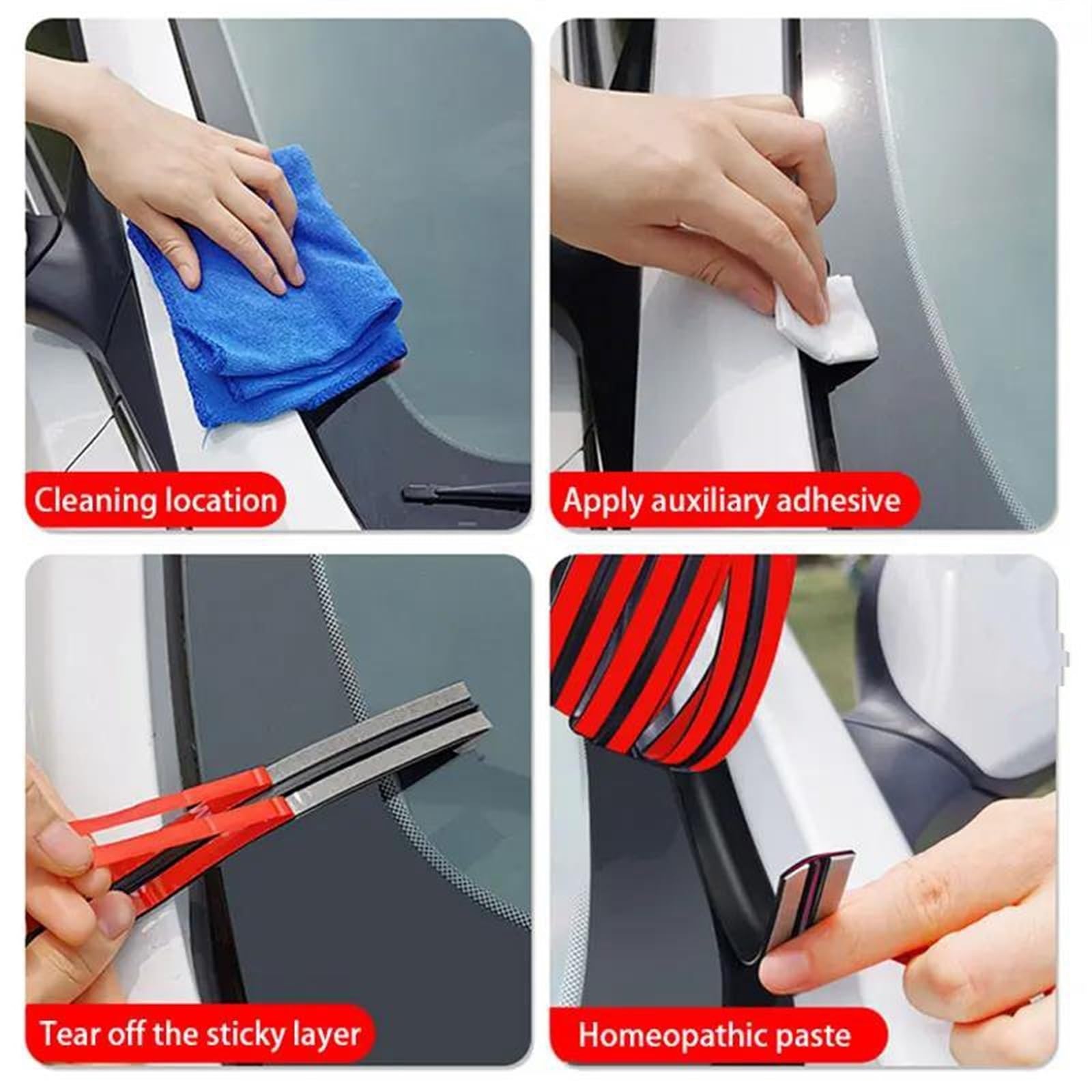 Guarnizione porta auto Strisce tenuta gomma 27 mm parabrezza tettuccio apribile bordo finestra tetto isolamento acustico striscia tenuta protezione impermeabile sigillante(27mmx8)