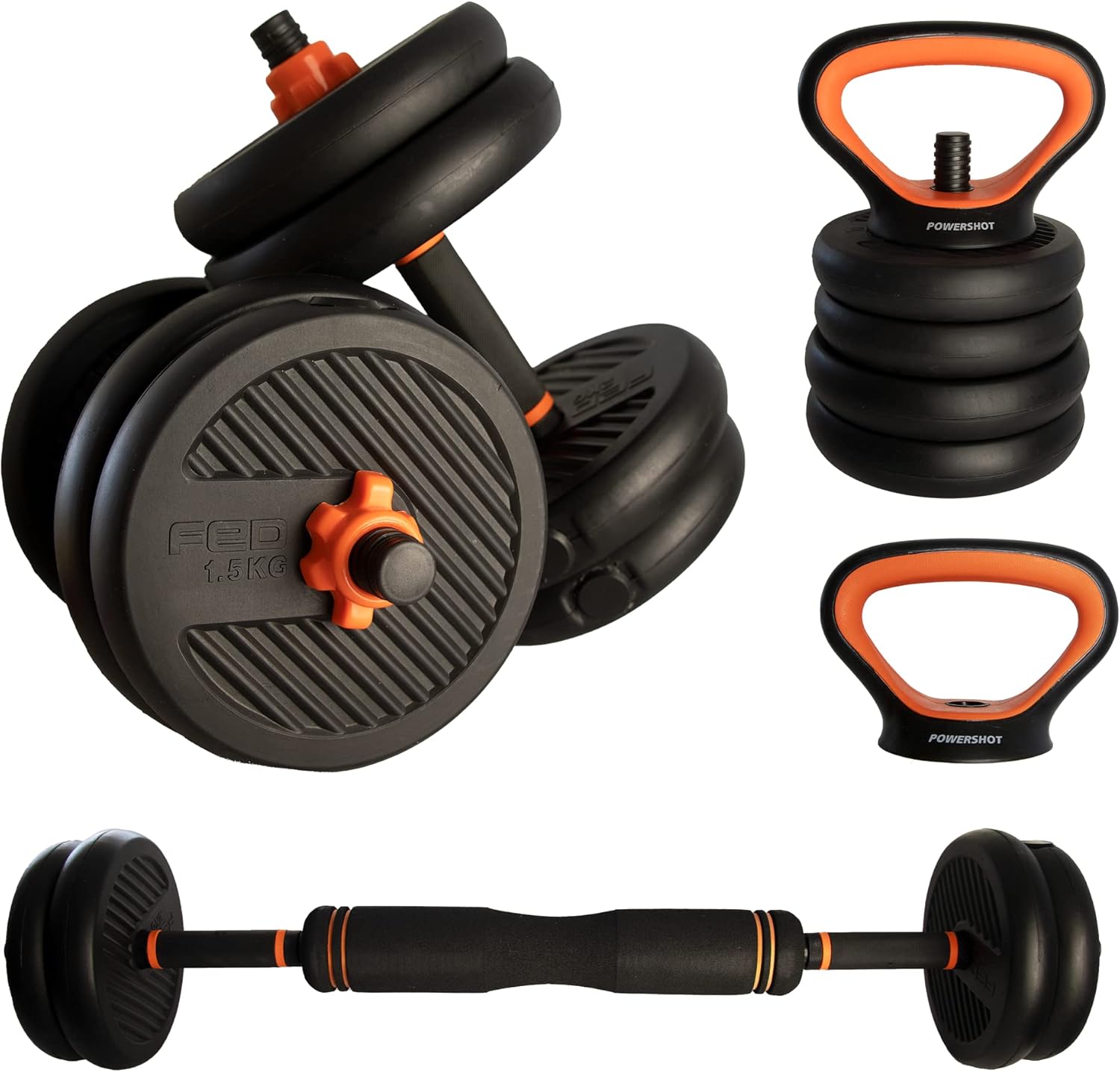 Kettlebell, Barbell, Dumbbell, Dumbbell, Push Up Handles