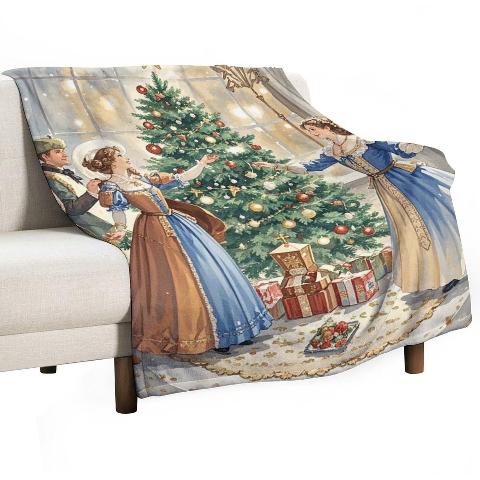 Couverture en flanelle de Noël 150x200 cm plaid doux et léger pour canapé et lit