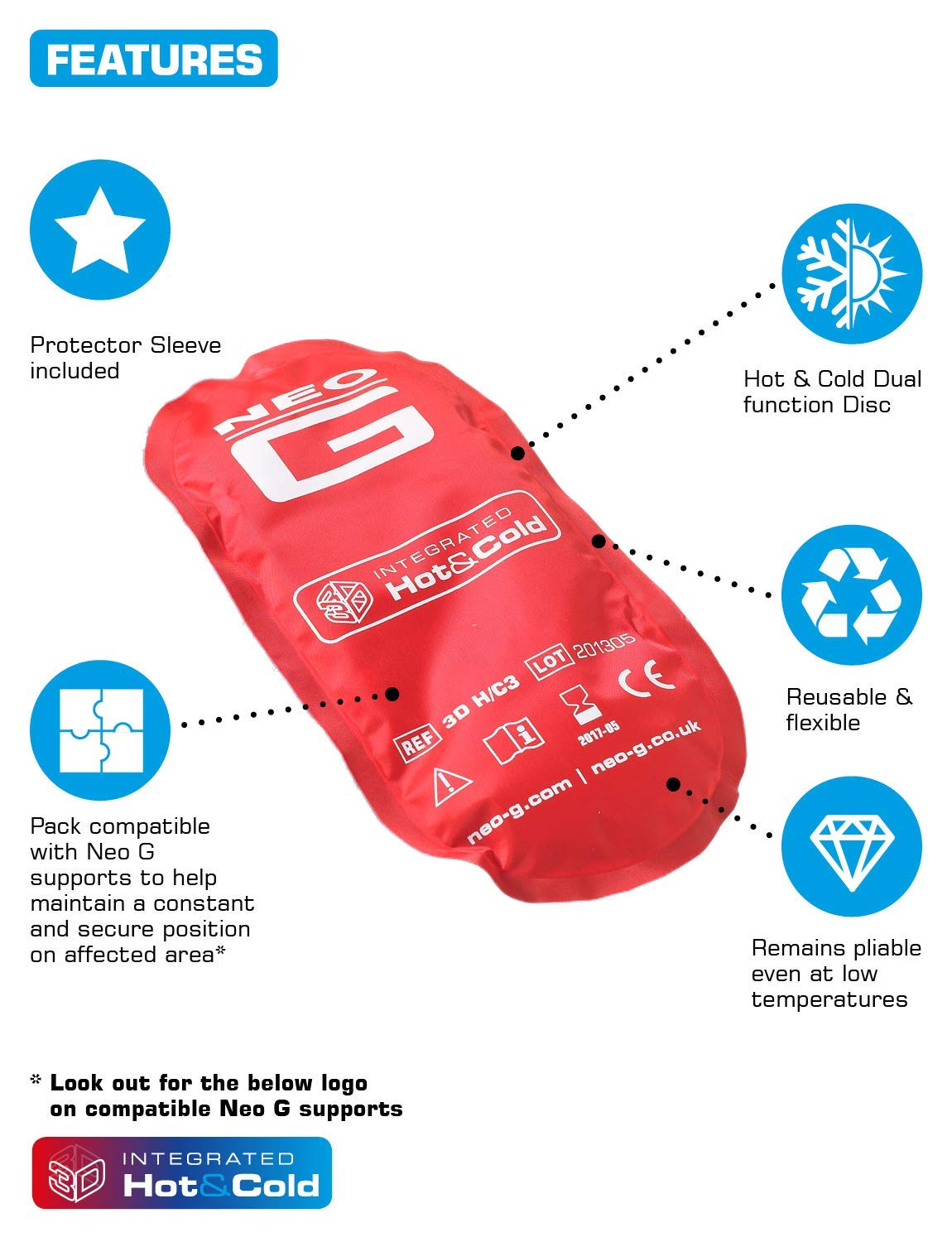 Neo G Hot and Cold Therapy Pack Flexible Ice/Heat Pack for Injuries