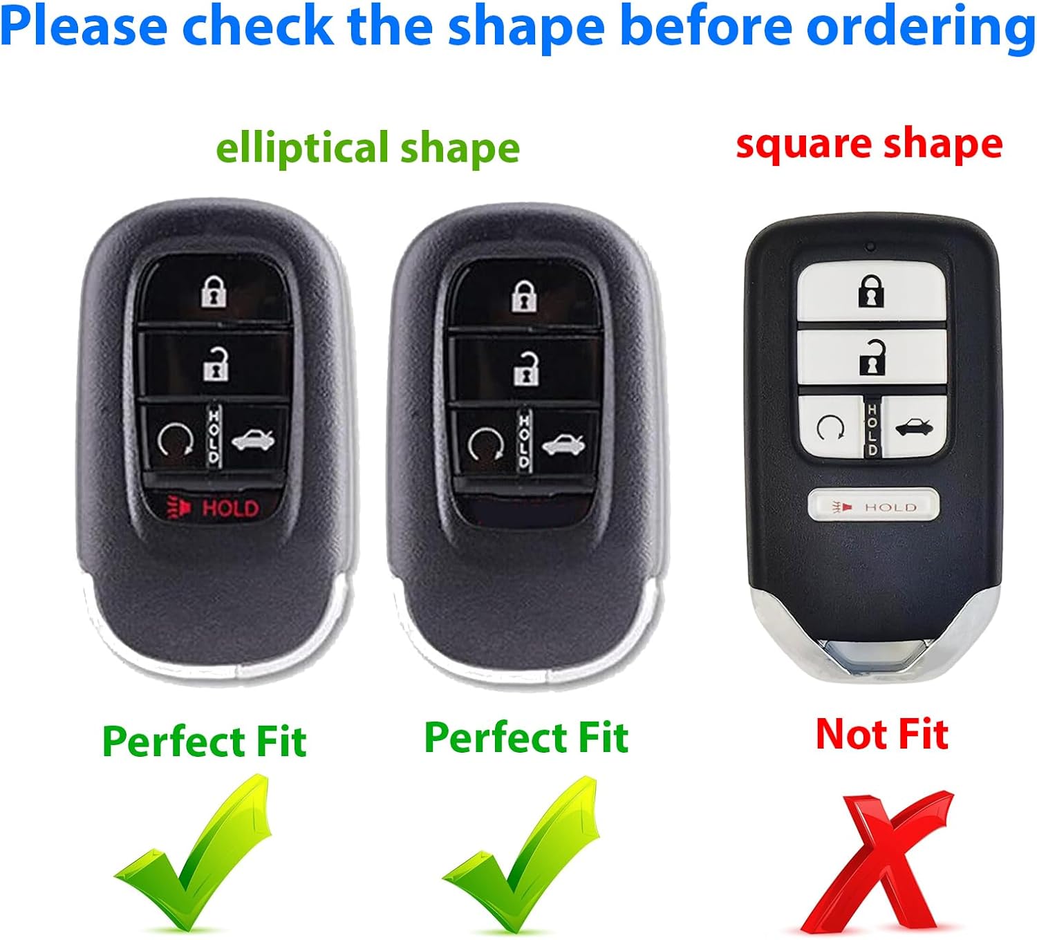 2022 2023 2024 2025 2026 Leather Key Fob Cover, Compatible with Honda Accord Civic HR-V CR-V Pilot Sport SI EX EX-L Touring, No Screw Design Retro Style Smart Key Protector, 4/5 Button(Black)