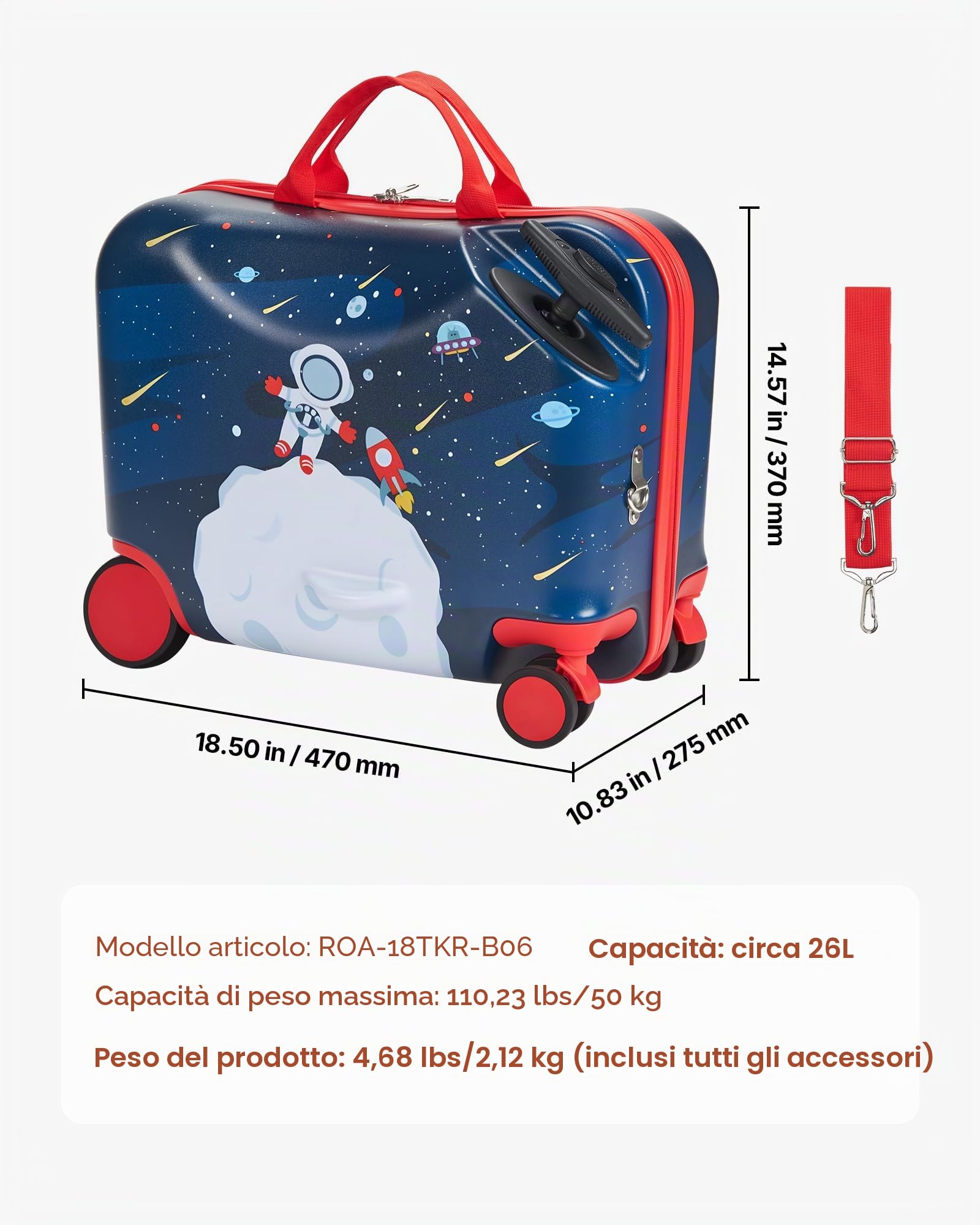 VEVOR Valigia per Monopattino da Viaggio Capienza 20L, Trolley per Scooter Carico max. 50 kg, Valigia per Scooter Impugnatura Antiscivolo in TPR, Monopattino Valigia con 4 Ruote, Blu e Bianco