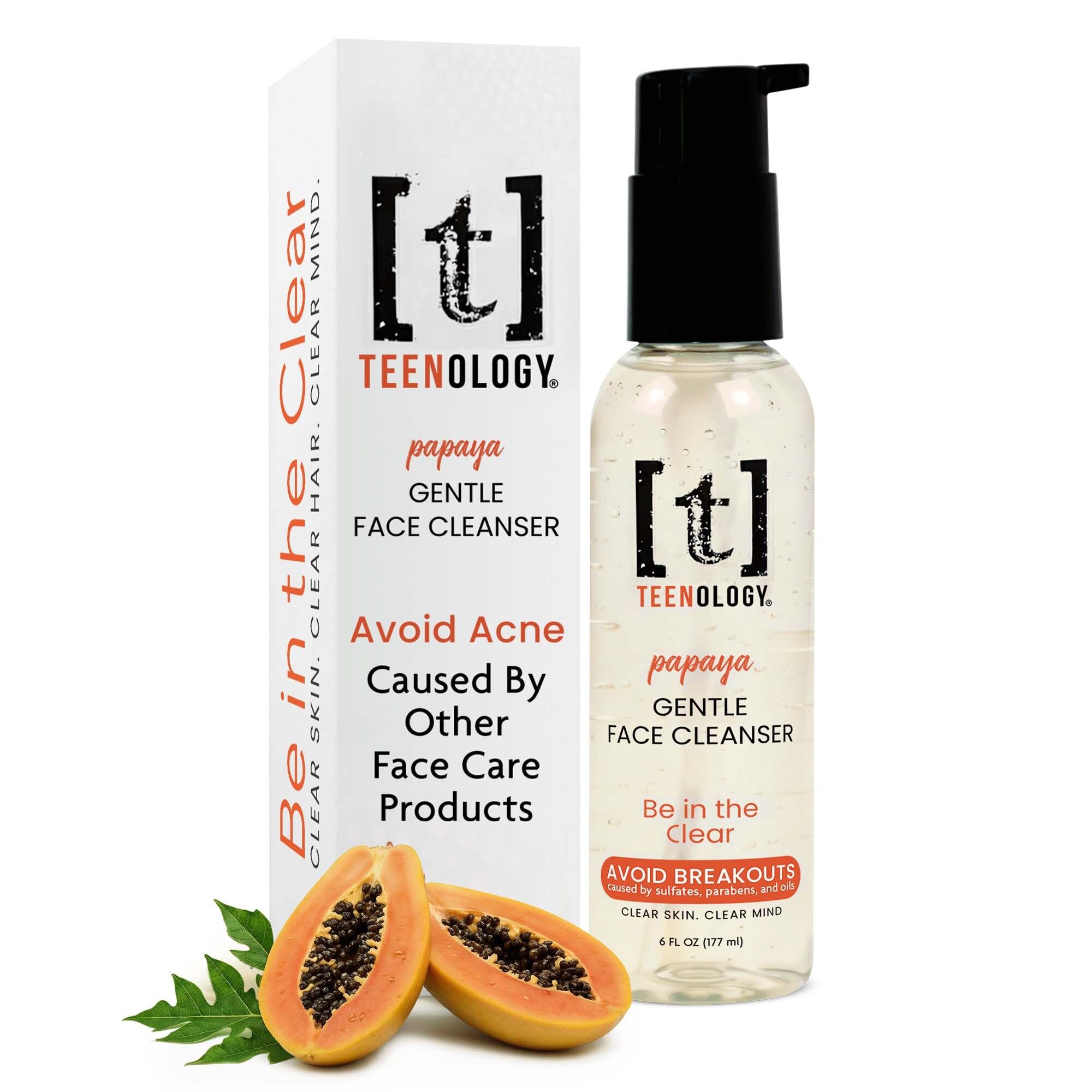 Teenology Gentle Face Cleanser for Teens, Avoid Acne Breakouts, Sulfate & Paraben Free, with Natural Botanical Extracts, for Clear & Healthy Skin, 6