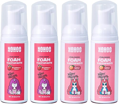 Miniatura 22 de NOHOO Pasta de dientes de espuma sin flúor para niños, sabor a frutas, pasta de dientes de entrenamiento natural para bebés y niños pequeños,