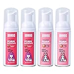 NOHOO Fluoride Free Foam Toothpaste Kids Fruit Flavour,Natural Training Toothpaste for Baby Toddler Children Oral Cleaning and Cavity Protection (2 Strawberry + 2 Peach)